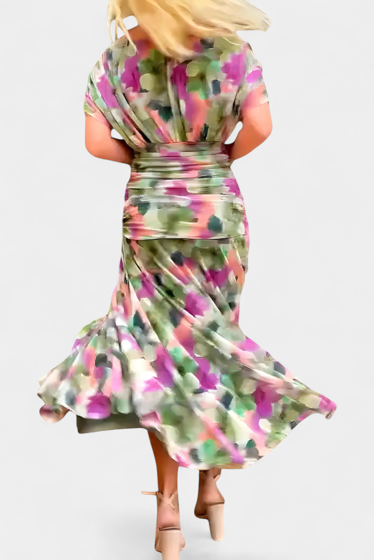 Fanny™ | Vestido Largo con Estampado Floral y Cuello en V