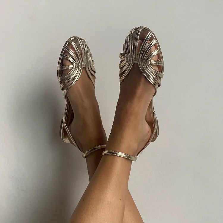 Pilar™ | Sandalias Joyas Doradas