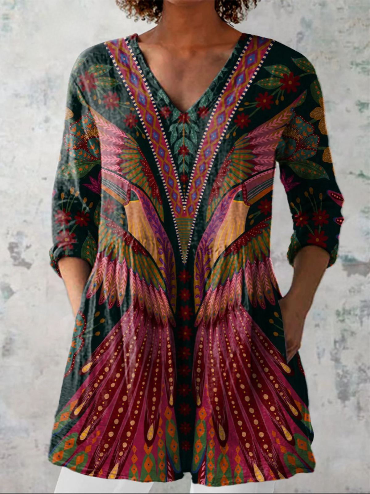 Cielo™ | Blusa Larga con Diseño Vibrante