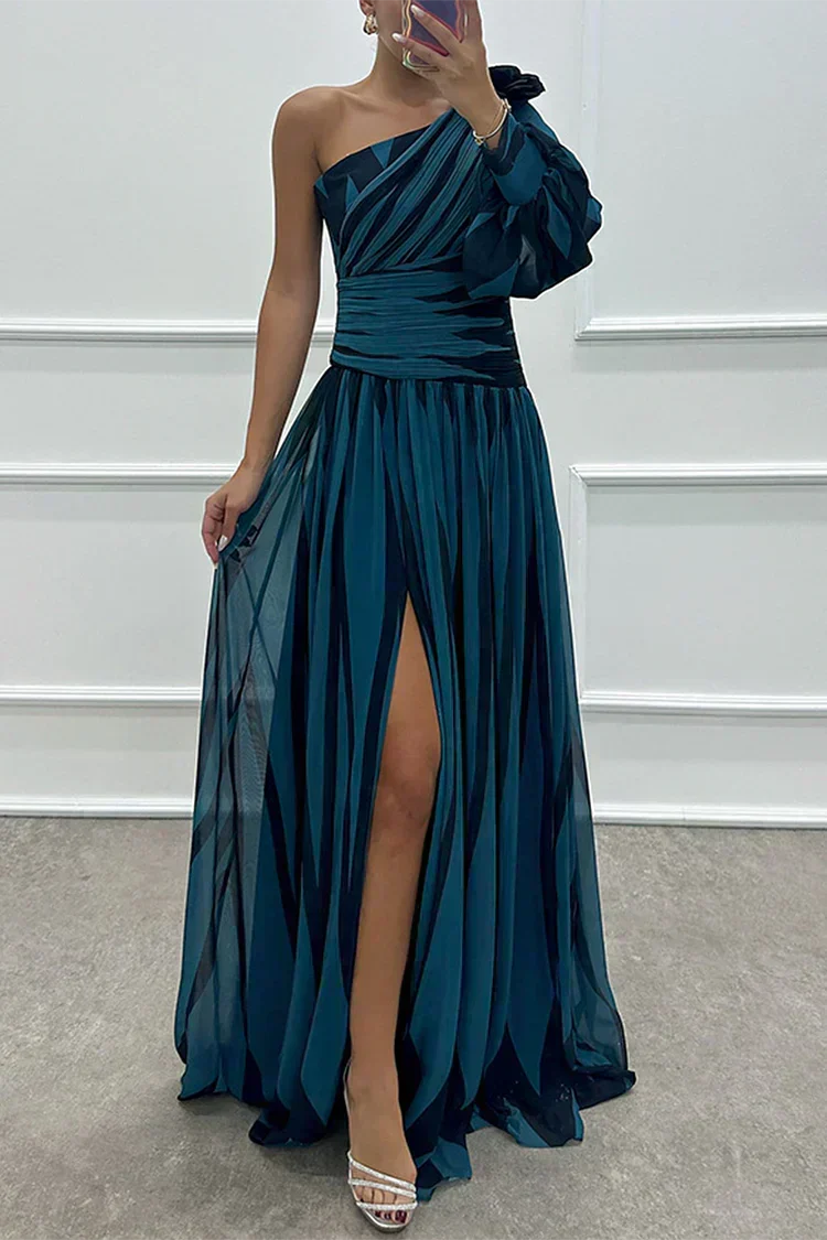 Farrah™ | Vestido Maxi Elegante de Rayas con Hombro al Descubierto