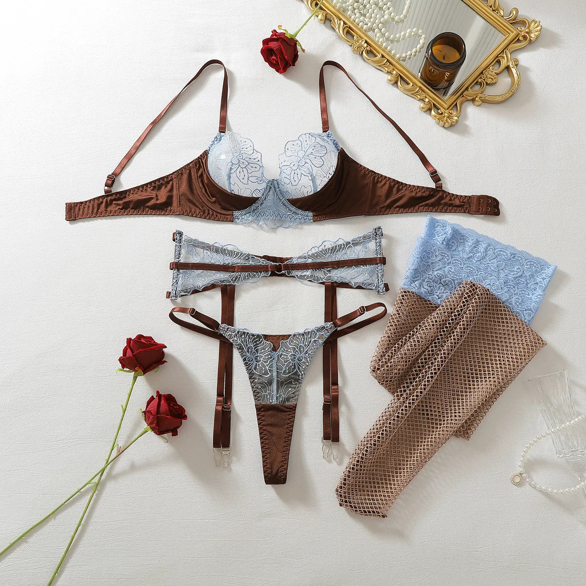 Ysaline™ | Conjunto de 3 piezas en contraste con medias