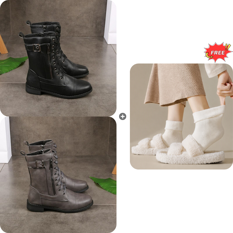 Valeria™ | Botas de Piel Ortopédicas con Cremallera Lateral