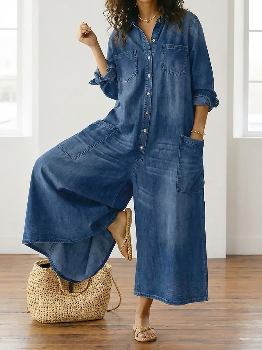 Icía™ | Mono denim con botones