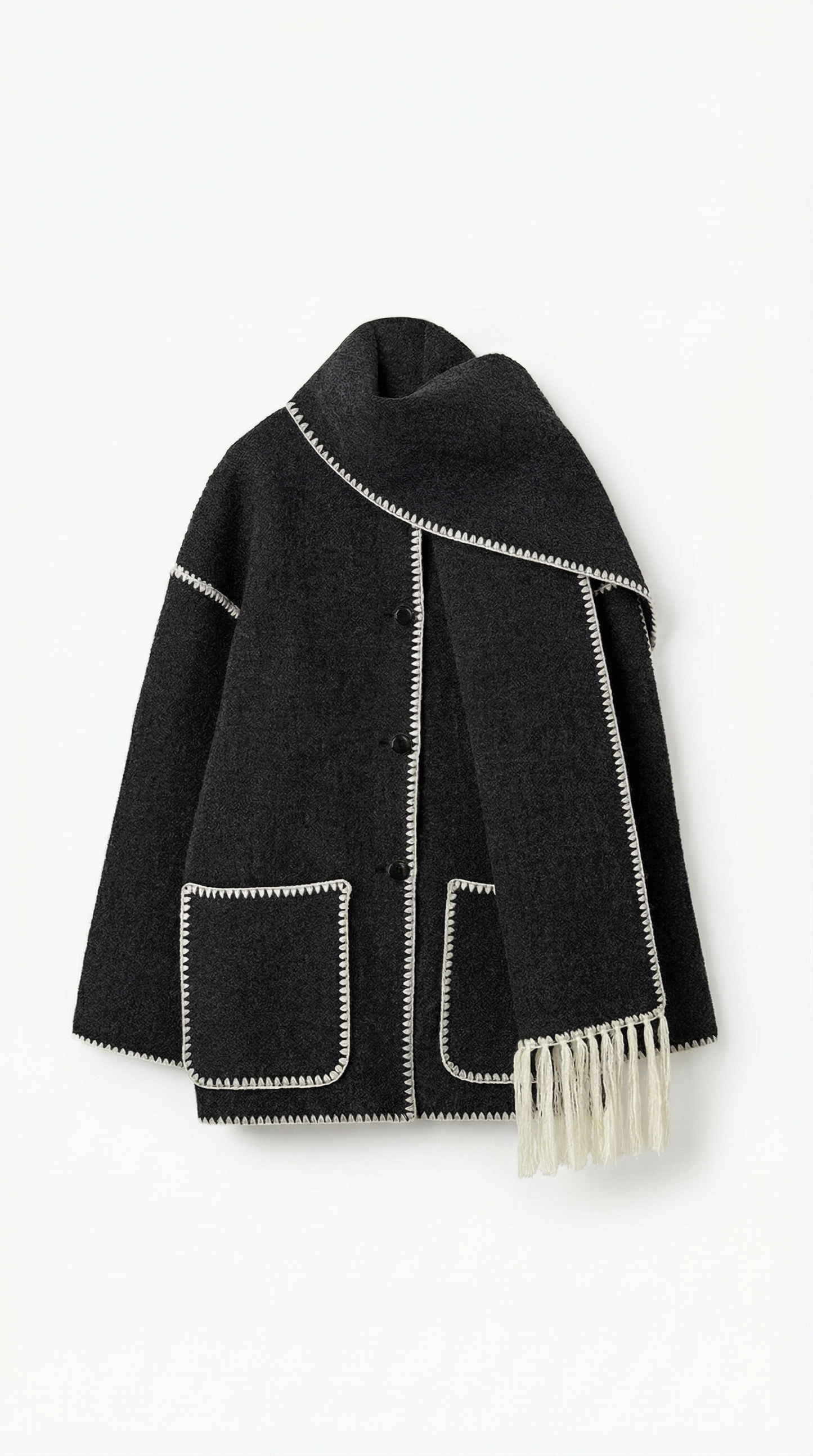 Ana Berta™ | Chaqueta Catherine con bufanda de contraste