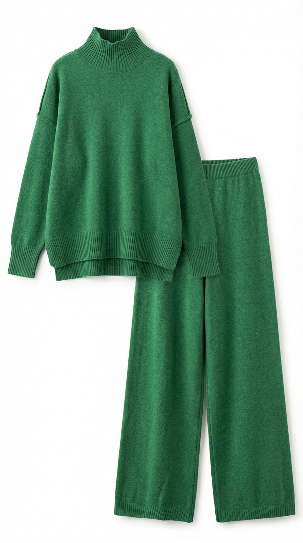 María Julissa™ | Conjunto de suéter de punto de cuello alto y pantalones vaqueros