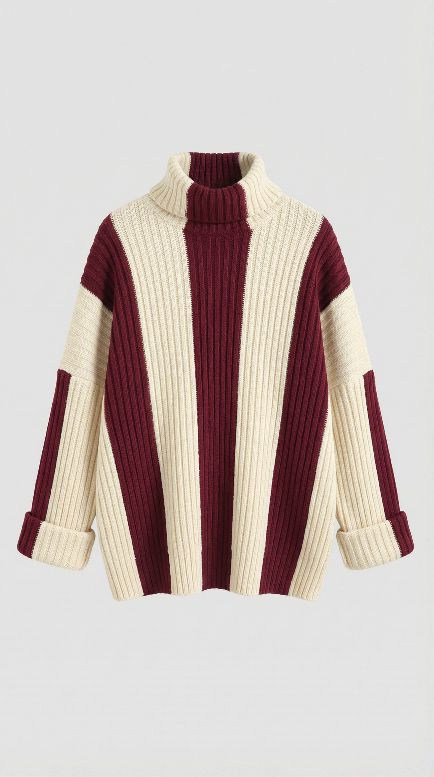 Herminda Lieke™ | Suéter Oversize de Cuello Alto con Rayas