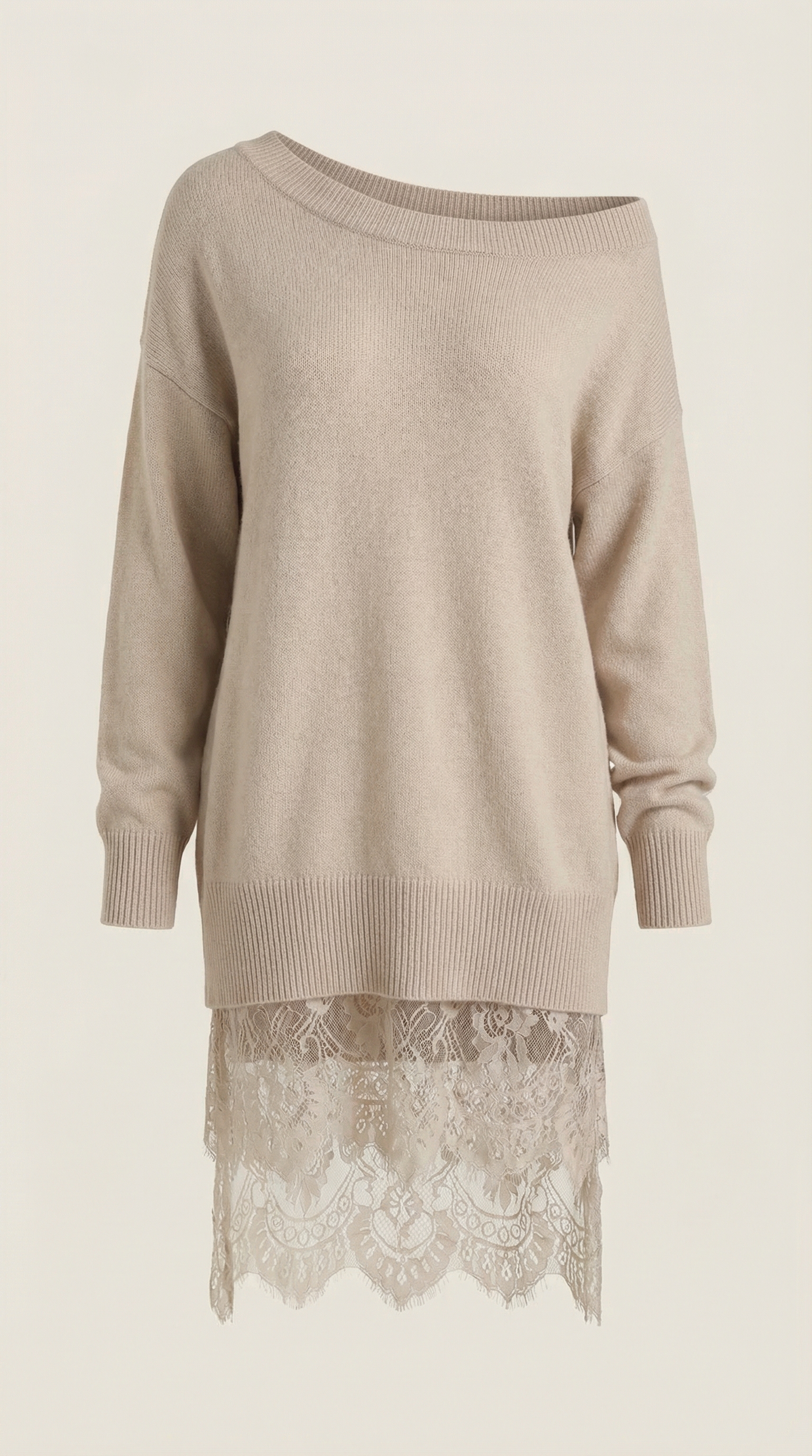Edelmira Nunila™ | Vestido de punto con detalles de encaje