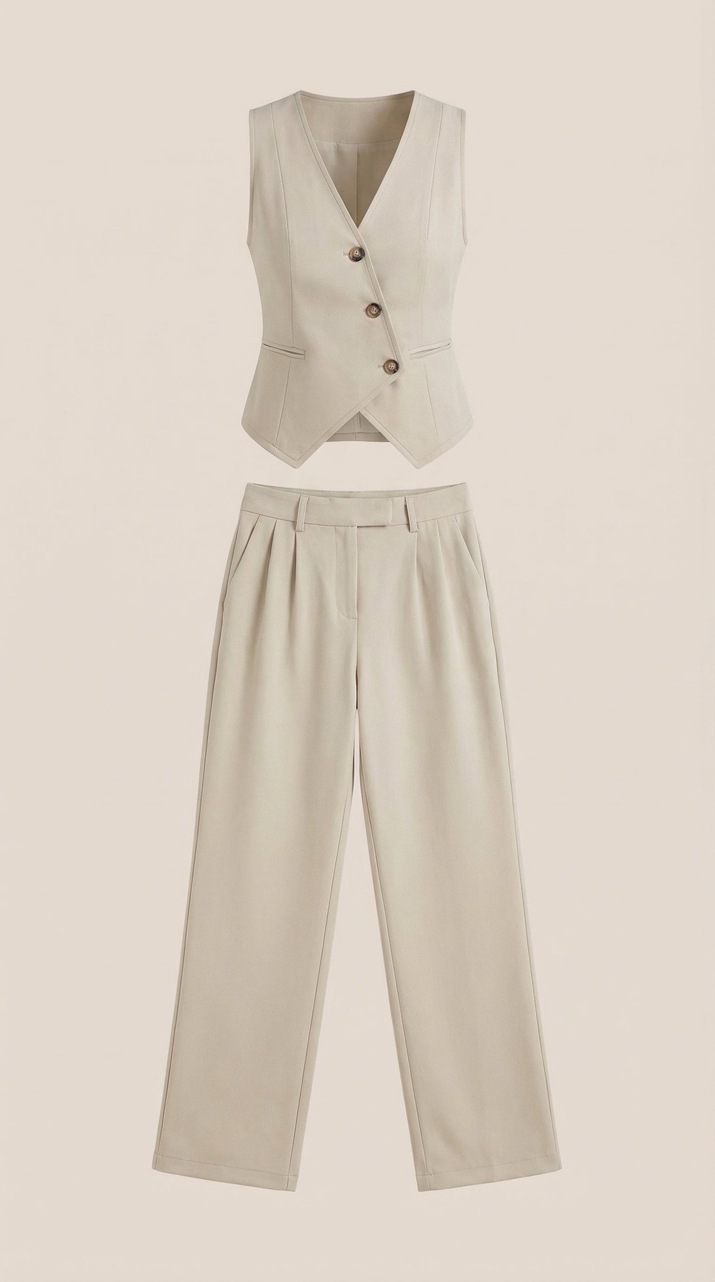 Ana Milena™ | Conjunto de Chaleco y Pantalones en Color Jengibre