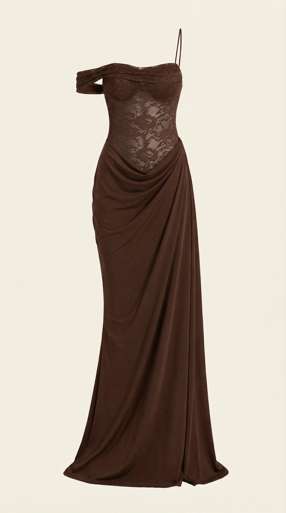 Rosa Rocío™ | Giselle: Vestido Largo de Encaje con Corsé y Hombro Descubierto