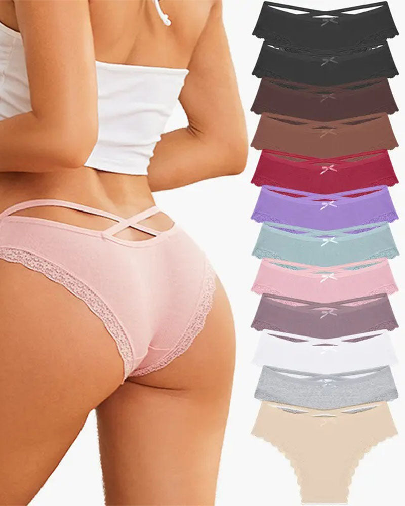 Aurore™ | women's underwear threaded cotton underwear cute bow low waist bikini lace panti
