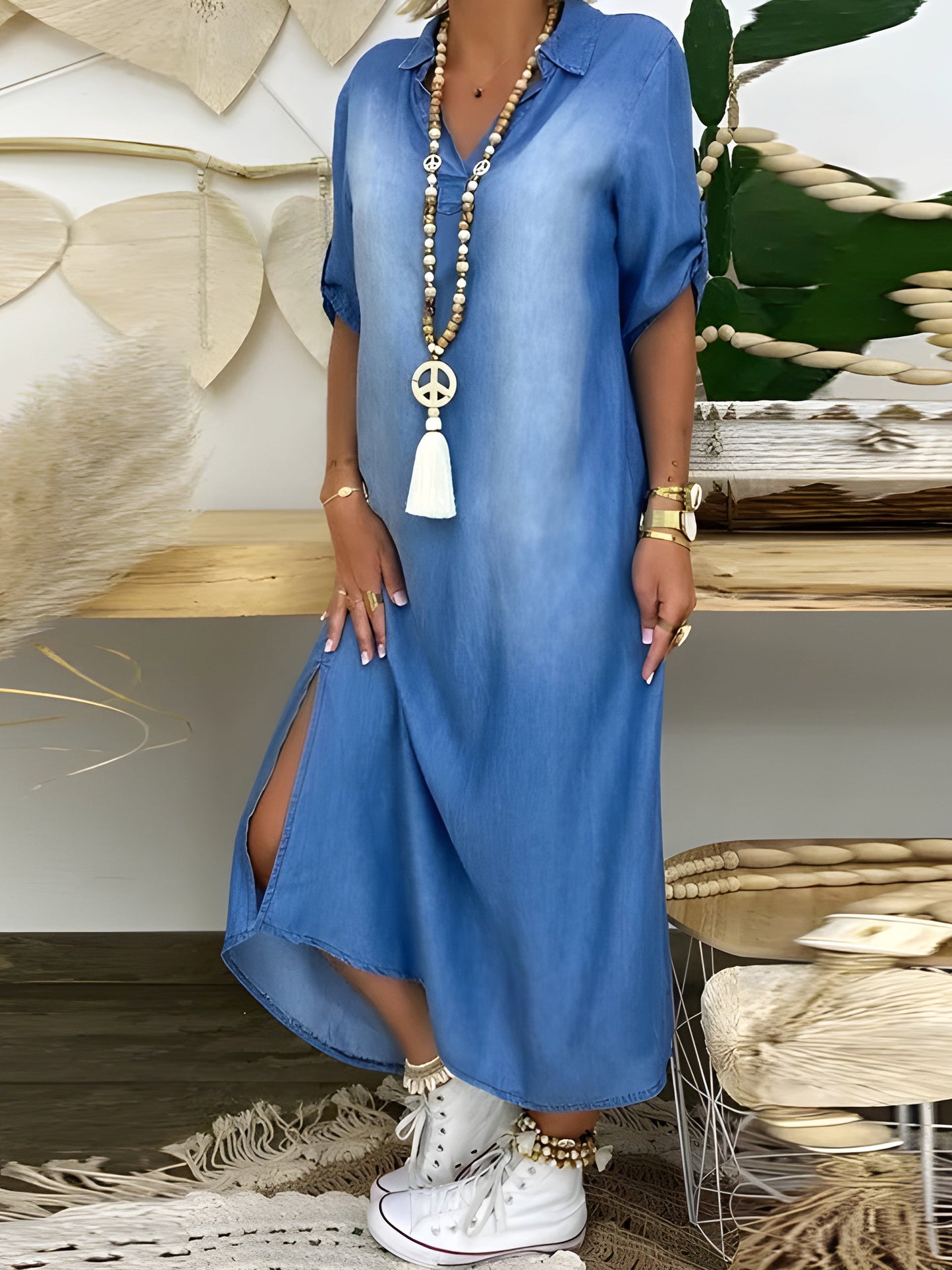 Salomé™ | Chic Denim Maxi Dress