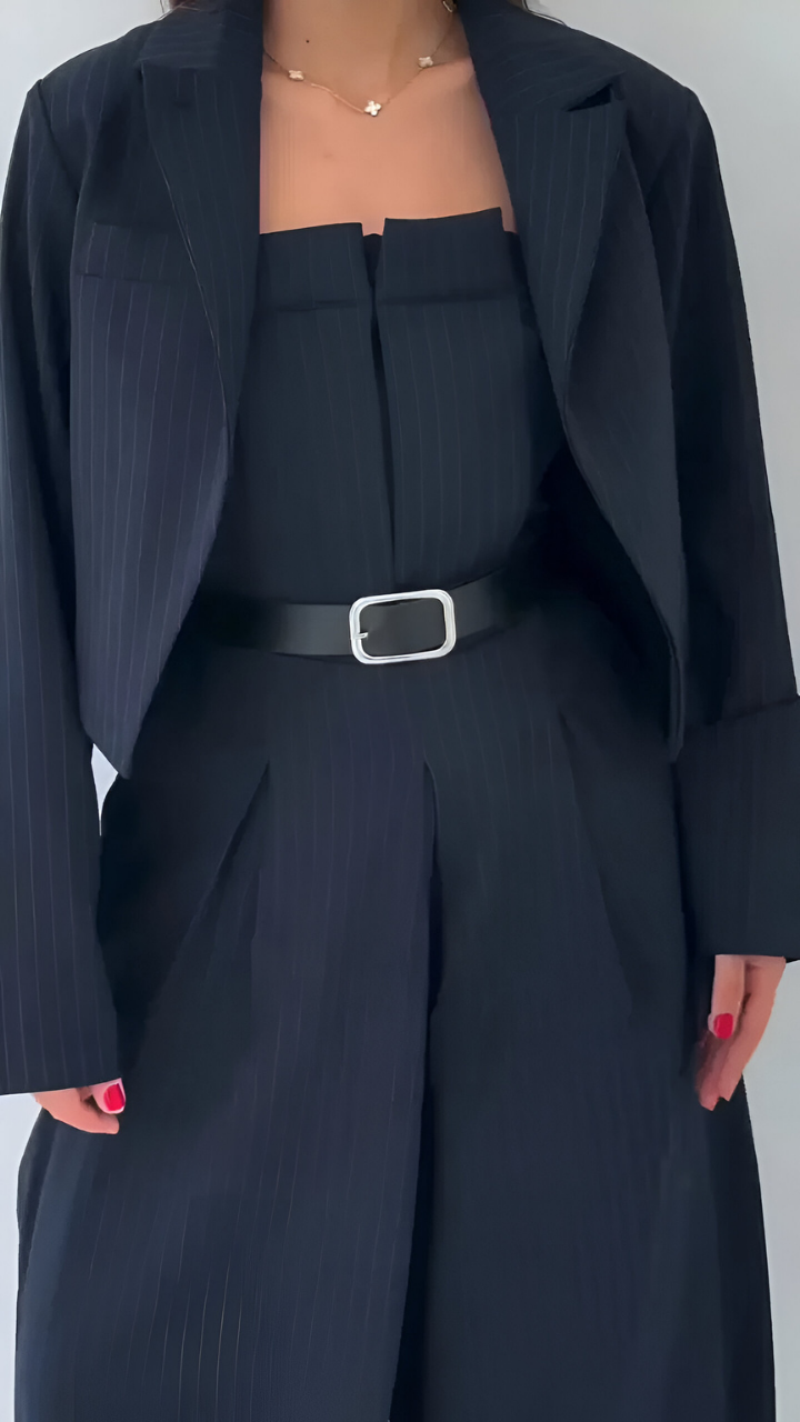 Lyséa™ | Conjunto pantalón ancho blazer cropped