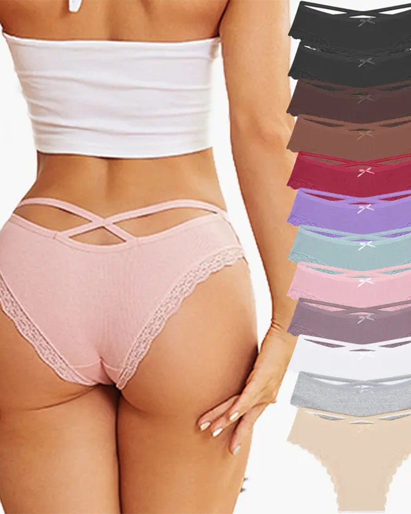 Aurore™ | women's underwear threaded cotton underwear cute bow low waist bikini lace panti