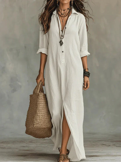 María Uxue™ | Vestido maxi con silueta favorecedora versátil para el día a día