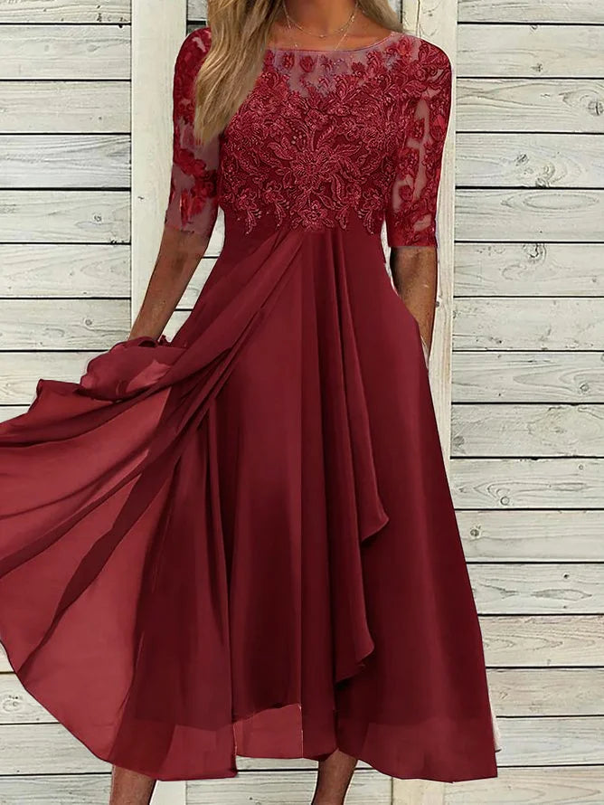 Herminda™ | Elegante vestido midi de encaje
