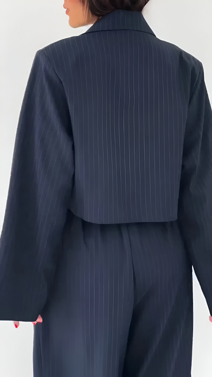 Lyséa™ | Conjunto pantalón ancho blazer cropped