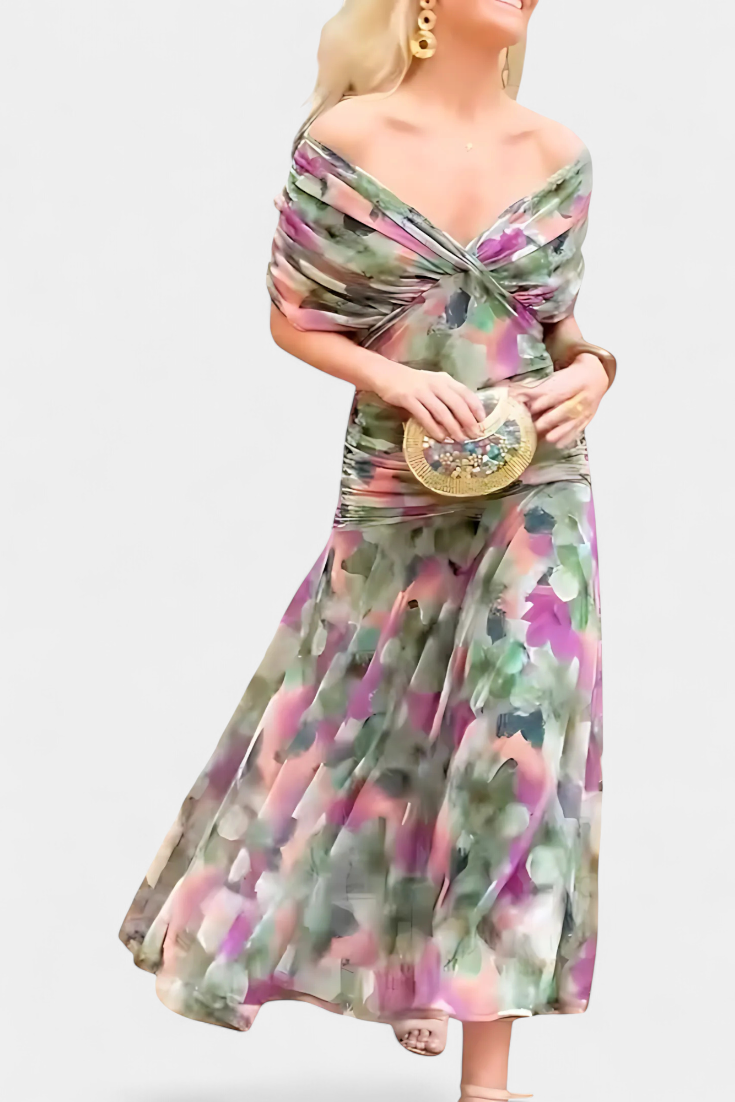 Fanny™ | Vestido Largo con Estampado Floral y Cuello en V