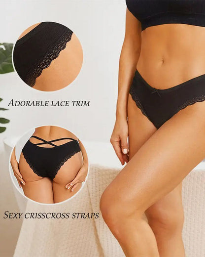 Aurore™ | women's underwear threaded cotton underwear cute bow low waist bikini lace panti