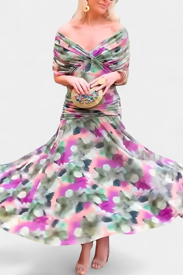 Fanny™ | Vestido Largo con Estampado Floral y Cuello en V