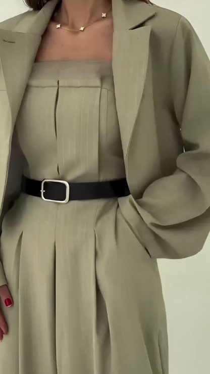 Lyséa™ | Conjunto pantalón ancho blazer cropped