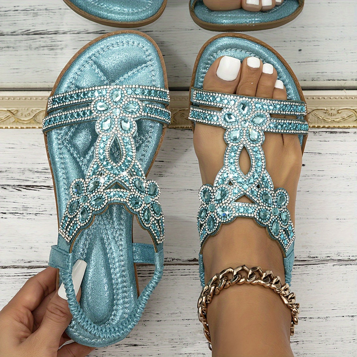 María Inmaculada™ | Sandalias ortopédicas con detalles de cristal