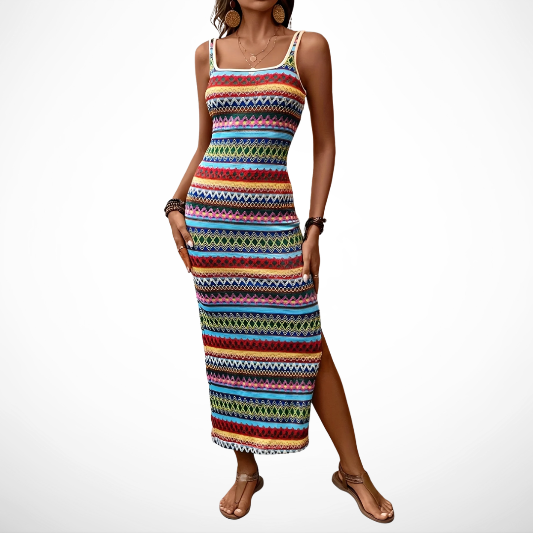 Tulipa™ | Vestido Largo Bohemio en Colores Maya