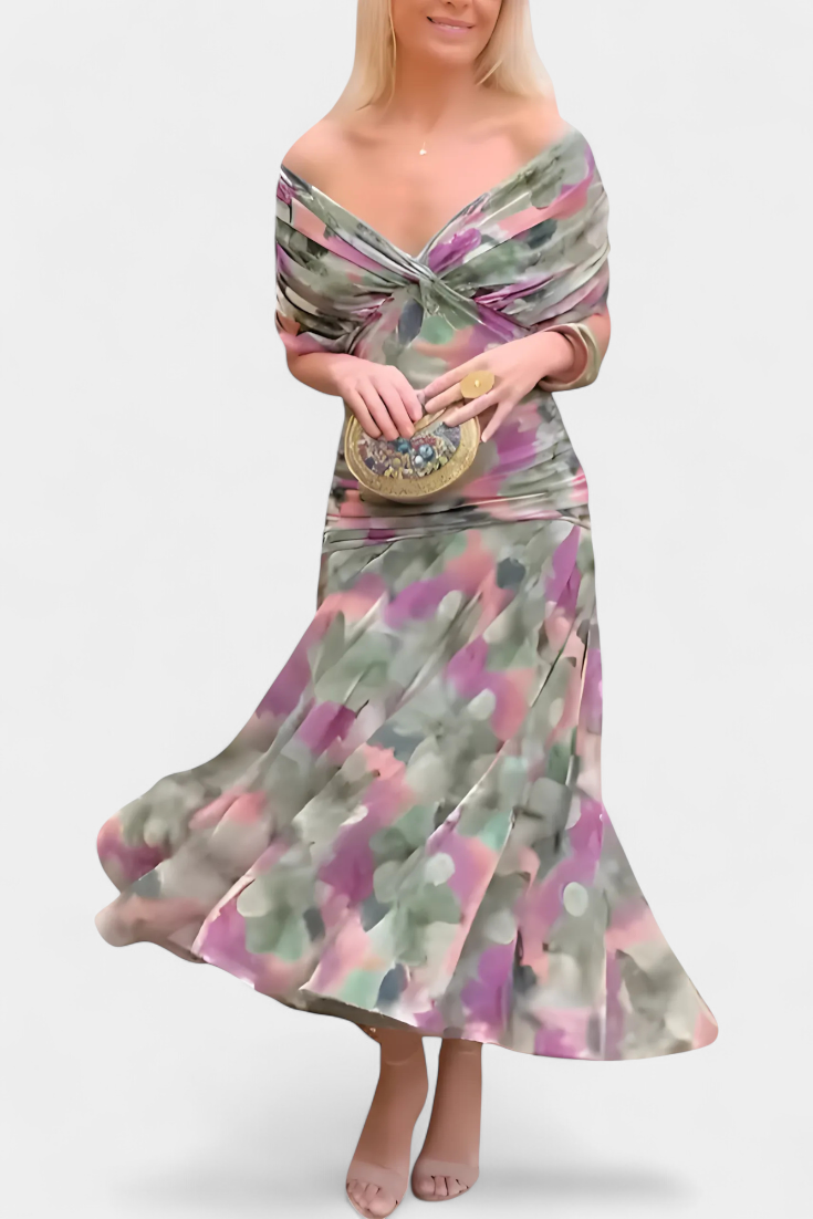 Fanny™ | Vestido Largo con Estampado Floral y Cuello en V