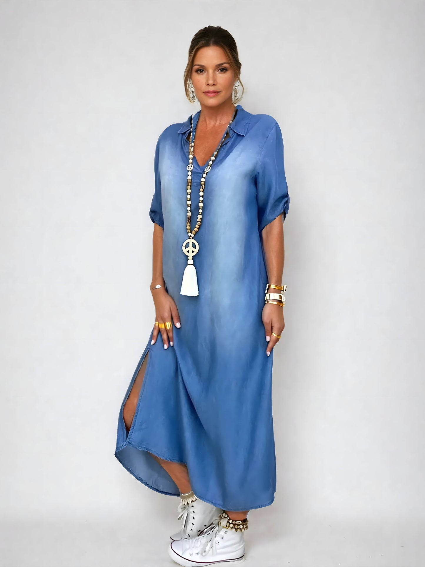 Salomé™ | Chic Denim Maxi Dress
