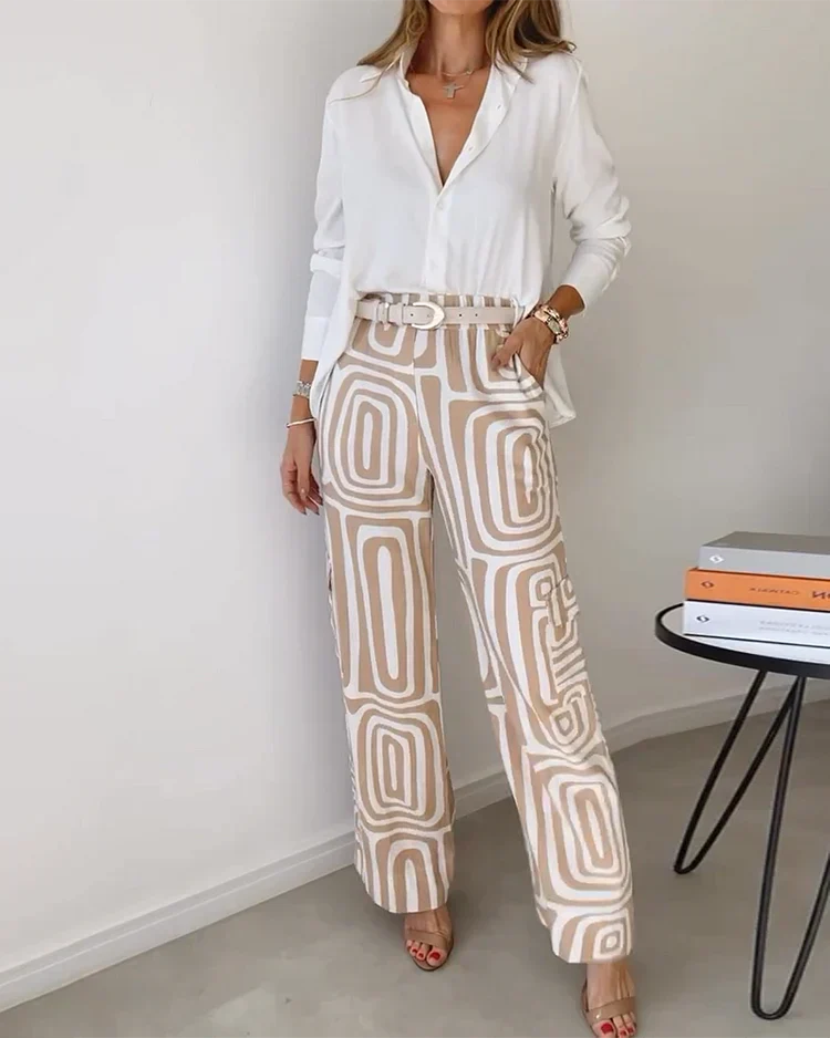 Éloane™ | Conjunto pantalón blusa cinturón