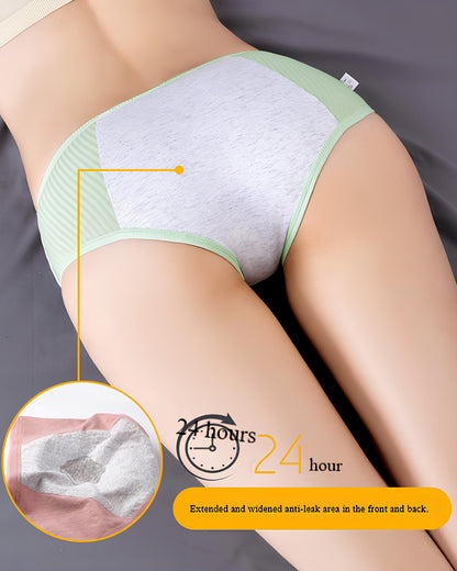 Solène™ | women's pure cotton menstrual antifugas mid-high waist transpirable panties