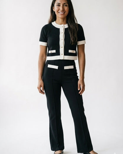 Noirélia™ | Conjunto elegante negro y blanco dos piezas