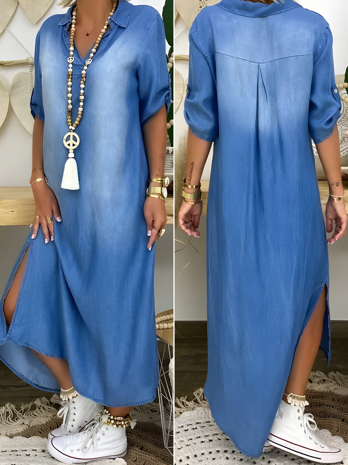 Salomé™ | Chic Denim Maxi Dress