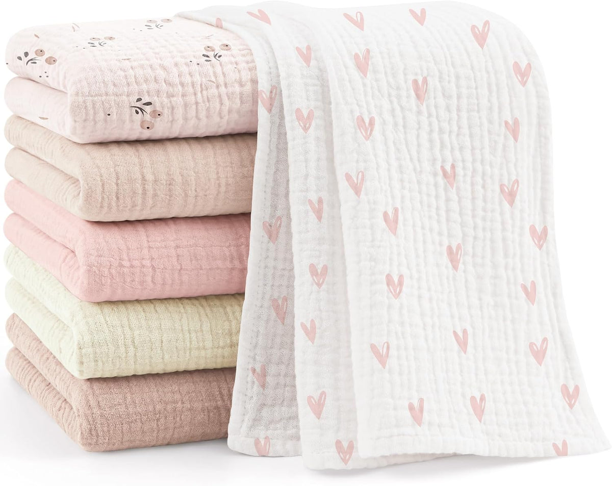 Luna™ | Muselinas Bebe Algodon 60x60cm,6 Piezas 100% Algodón Super Suave Transpirable y Extremadamente Absorbente