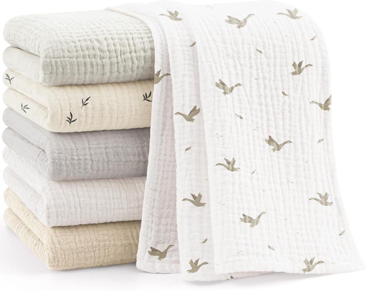 Luna™ | Muselinas Bebe Algodon 60x60cm,6 Piezas 100% Algodón Super Suave Transpirable y Extremadamente Absorbente
