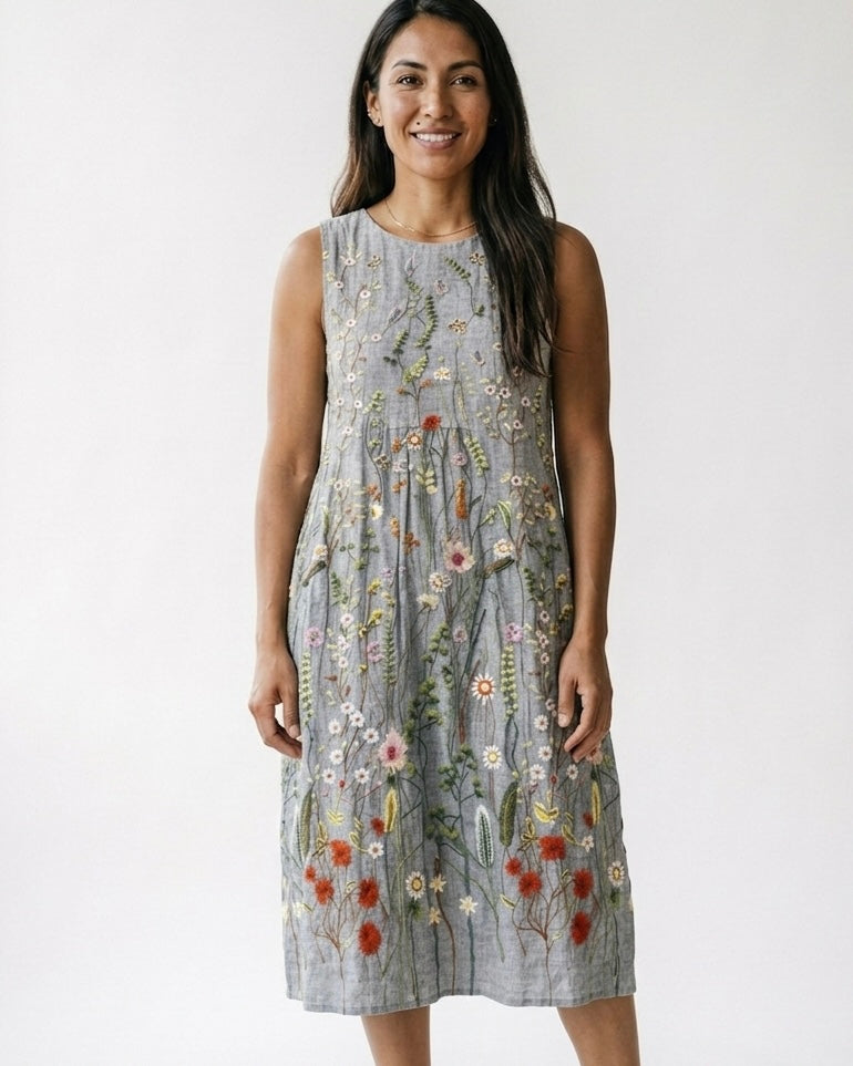 Romane™ | Vestido midi con flores salvajes