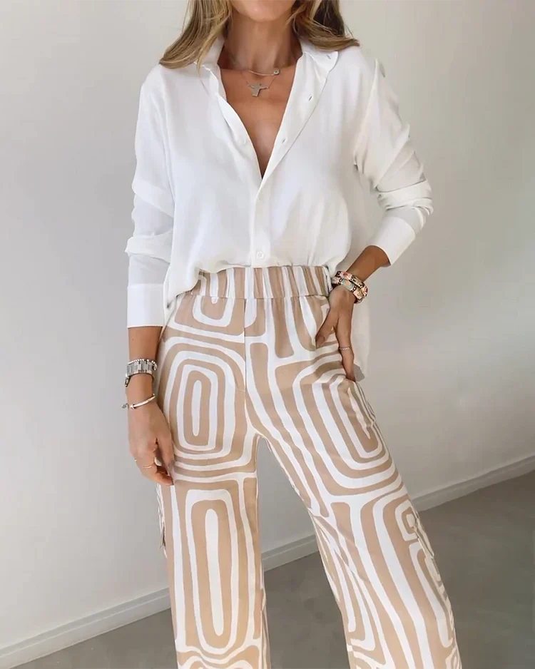 Éloane™ | Conjunto pantalón blusa cinturón
