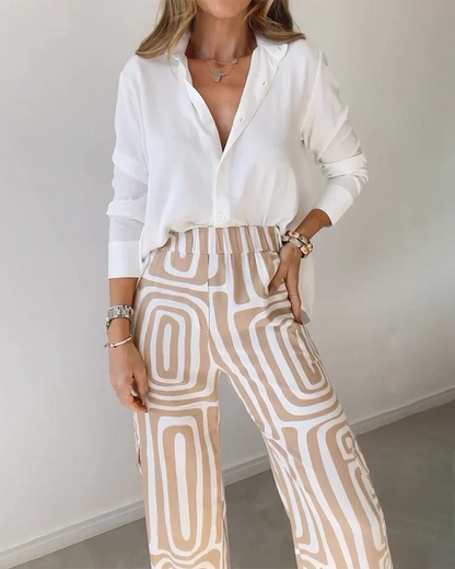 Éloane™ | Conjunto pantalón blusa cinturón
