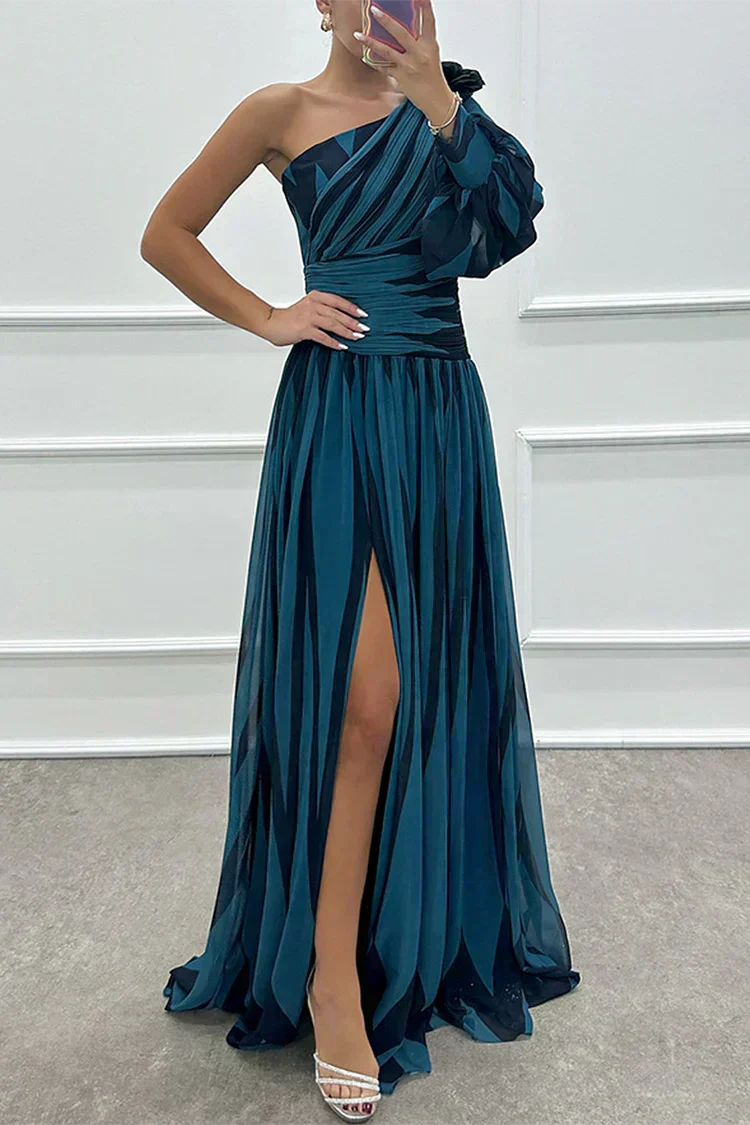 Farrah™ | Vestido Maxi Elegante de Rayas con Hombro al Descubierto