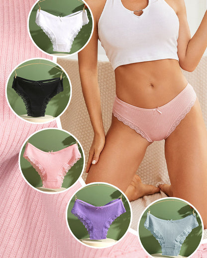Aurore™ | women's underwear threaded cotton underwear cute bow low waist bikini lace panti