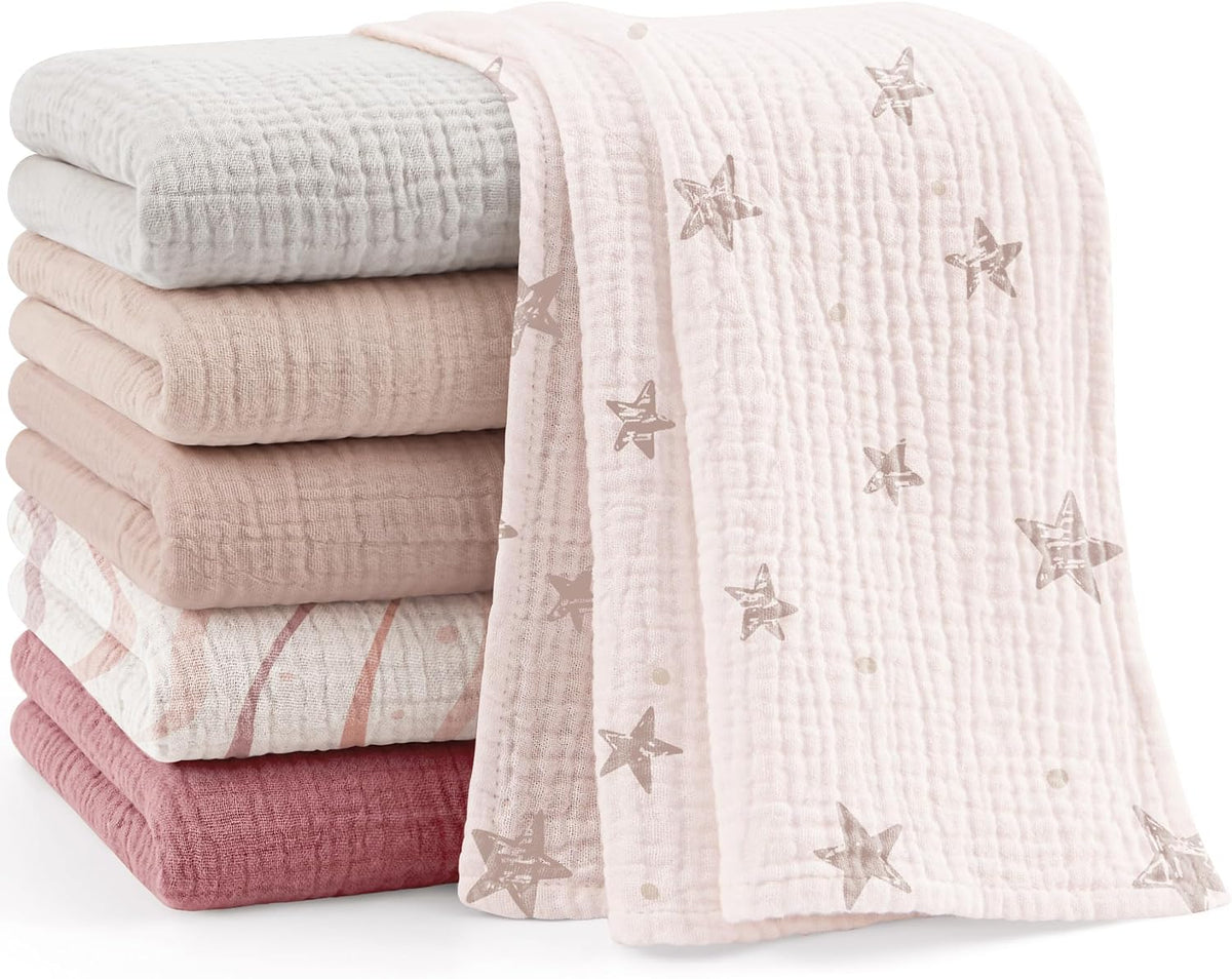 Luna™ | Muselinas Bebe Algodon 60x60cm,6 Piezas 100% Algodón Super Suave Transpirable y Extremadamente Absorbente