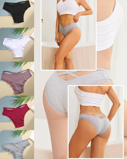 Aurore™ | women's underwear threaded cotton underwear cute bow low waist bikini lace panti