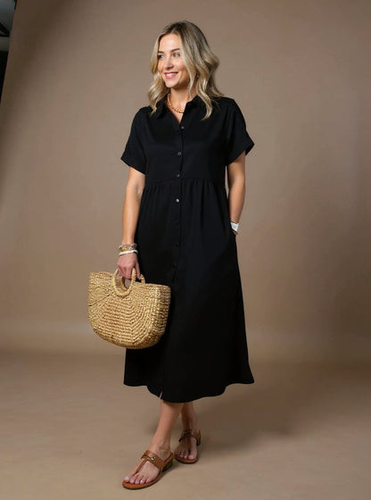 Salvia™ | Vestido Elegante de Rayas Suaves