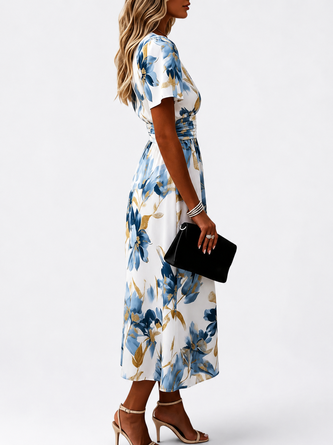 Estela™ | Vestido cruzado midi con estampado floral