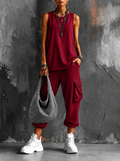 Rojo+Bolso gris