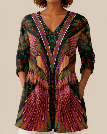 Cielo™ | Blusa Larga con Diseño Vibrante