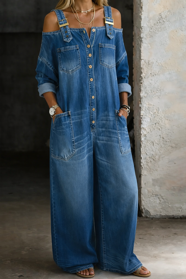 Izaro™ | Mono denim con hombros descubiertos