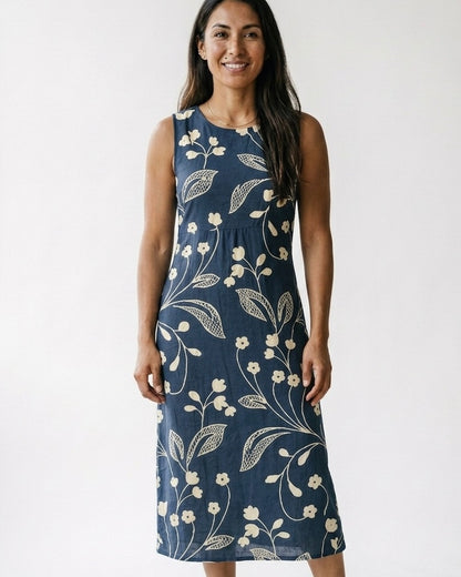 Margot™ | Vestido midi sin mangas con flores vintage