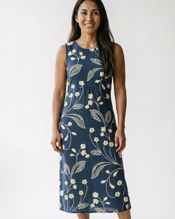Margot™ | Vestido midi sin mangas con flores vintage