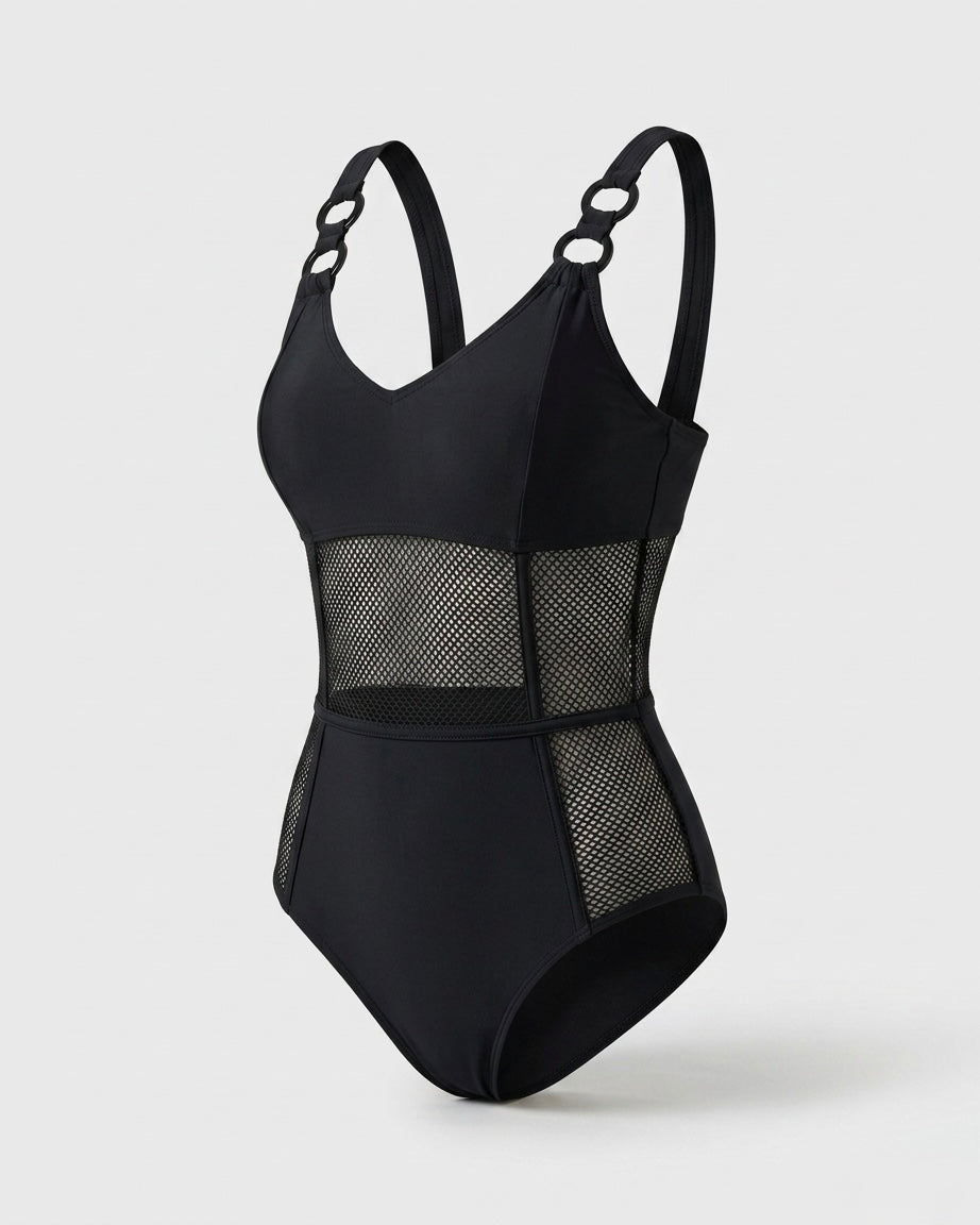 Capucine™ | fashion sexy see-through malla spliced stretch una pieza bañador