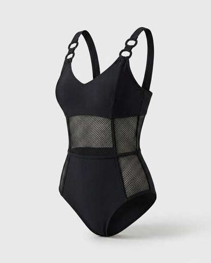 Capucine™ | fashion sexy see-through malla spliced stretch una pieza bañador